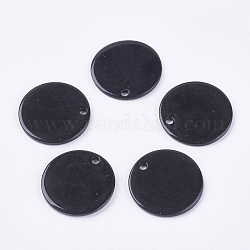 Подвески из пресноводных оболочек, окрашеные, плоско-круглые, чёрные, 12.5x2 мм, отверстие : 0.5~1 мм