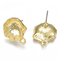 Accessoires de clous d'oreilles en alliage, avec boucle, épingles en acier, feuille de lotus, or clair, 17x13.5mm, Trou: 1.5mm, pin: 0.7 mm