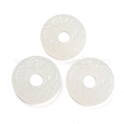 Pendenti in resina opaca, ciondoli a ciambella strutturati, bianco, 29.5x7.5mm, Foro: 3 mm