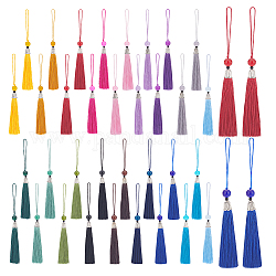 PandaHall 17 Colors Decorations Tassels, 34pcs Polyester Tassels Charms Pendants Big Bookmark Tassels with Beads for Earring Jewelry Keychain Curtain Car Hanging Graduation Party Decor, 5.3~6.5 Inch