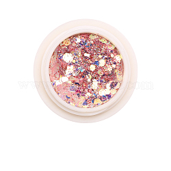 Accesorios de decoración de uñas brillantes, Con polvo de brillo y lentejuelas, diy sparkly paillette consejos uñas, rosa, 0.1~3.5x0.1~3.5mm, aproximamente 0.7 g / caja