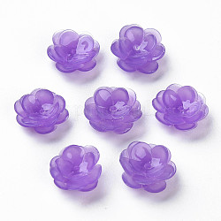 プラスチックビーズ  花  紫色のメディア  13x13x5.5~6.5mm  穴：1~1.4mm