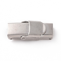201 Stainless Steel Watch Band Clasps, Rectangle, Stainless Steel Color, 25x10x6mm, Hole: 3x7mm