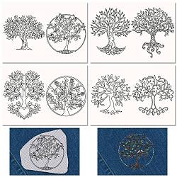 Zeichnungsskizze für Vlies-Stickhilfe, Rechteck, Baum des Lebens, 297x210 mmm, 4 Stück / Set