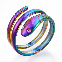 304 ステンレス製スネークツイストリング  調節可能なリング  女性の女の子のためのラップリング  虹色  usサイズ6（16.9mm）