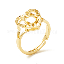 Verstellbare Ringe aus echtem 18 Karat vergoldetem Messing, Herz mit anfänglichem Versprechen Ring für Frauen, cadmiumfrei und bleifrei, letter.o, uns Größe 5 1/4 (15.9mm)