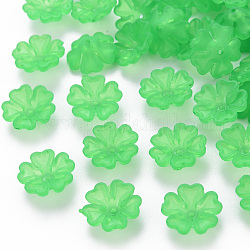 Tapas de cuentas de acrílico esmerilado transparente, 5-pétalo, flor, verde lima, 16.5x6mm, agujero: 1.6 mm, aproximamente 959 unidades / 500 g