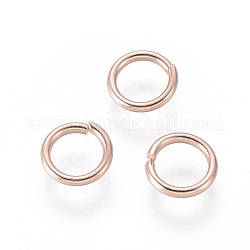 304 Stainless Steel Open Jump Rings, Rose Gold, 18 Gauge, 6.5x1mm, Inner Diameter: 5mm