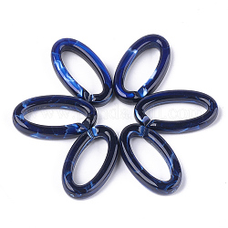 Anneaux liant acrylique, connecteurs à liaison rapide, pour la fabrication de chaînes de bijoux, style de pierres fines imitation, ovale, bleu foncé, 35x19.5x6mm, Trou: 25.5x10mm, environ 235 pcs/500 g