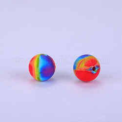 Printed Round Silicone Focal Beads, Red, 15x15mm, Hole:2mm