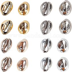 AHANDMAKER Electroplated Cowrie Shells, 40 Pcs 4 Colors Electroplate Cowrie Seashells Spiral Shell Beads for Hawaii Anklet Bracelet, Craft Making, Home Decoration, Beach Party