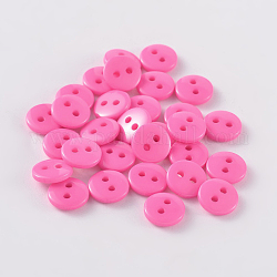 2-Agujero botones redondos de costura redondos para el diseño de vestuario, de color rosa oscuro, 9x2mm, agujero: 1 mm