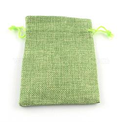 Bolsas con cordón de imitación de poliéster bolsas de embalaje, para la Navidad, Fiesta de bodas y embalaje artesanal de diy, verde amarillo, 14x10 cm