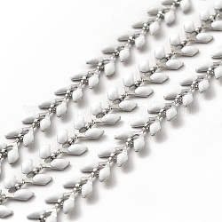 304 catena di pannocchie in acciaio inossidabile, con smalto, saldato, con la bobina, bianco, 6x1.5~2mm