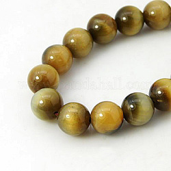 Natürlichen Tigerauge Perlen Stränge, gefärbt, Runde, dunkel Goldrute, 12 mm, Bohrung: 1 mm