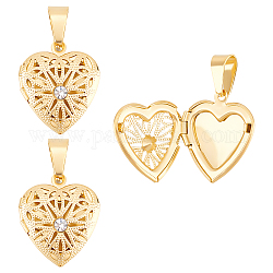 UNICRAFTALE 3Pcs Golden Heart Locket Pendants Crystal Stainless Steel Photo Frame Charms with Rhinestone Photo Locket Necklace Pendants for Jewelry Making 22.5mm Gift for Mothert's Day Valentine's Day