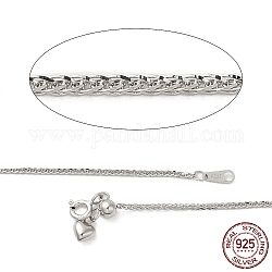 Collar de cadenas de trigo de plata de ley 925 chapada en rodio para mujer, Platino, 23.62 pulgada (60 cm)