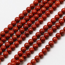 Jaspe rojo natural de hebras de grano redondo, 2mm, agujero: 0.8 mm, aproximamente 184 pcs / cadena, 16 pulgada