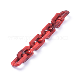 Акриловые кабельные цепи ручной работы, имитация драгоценных камней, прямоугольные, красные, 30x20x5 мм, около 39.37 дюйма (1 м) на прядь