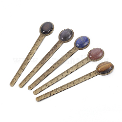 Tibetan Style Alloy Ruler/Bookmarks, with Natural Mixed Gemstone Beads, Antique Bronze, 133x22.5x7.5mm