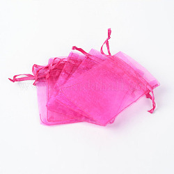 Organza Gift Bags with Drawstring, Jewelry Pouches, Wedding Party Christmas Favor Gift Bags, Medium Violet Red, 40x30cm