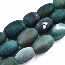 Chapelets de perles en agate d'onyx vert naturel, mat, teinte, baril, vert foncé, 17.5~25.5x13~17mm, Trou: 2mm, Environ 13 pcs/chapelet, 13.78 pouce ~ 14.57 pouces (35 cm ~ 37 cm)