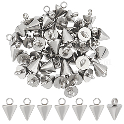 Unicraftale 50 pz cono fascino in acciaio inox stile punk picco fascino ciondola l'orecchino di fascino braccialetti di fascini per creazione di gioielli fai da te 8.5x6mm