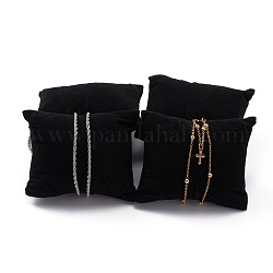 Black Rectangle Velvet Pillow Jewelry Bracelet Watch Display, with Sponge, 88x76x43mm