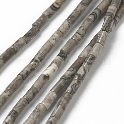 Natürliche Bambus-Blatt-Achat Perlen Stränge, Kolumne, 4.3~5.6x2.3~2.5 mm, Bohrung: 0.9 mm, ca. 82~86 Stk. / Strang, 14.96~17.71 Zoll (38~45 cm)