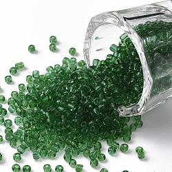 Abalorios de la semilla de cristal, transparente, redondo, verde, 12/0, 2mm, agujero: 1 mm, aproximadamente 30000 cuentas / libra