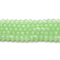 Fili di perline giada di vetro imitato, sfaccettato, bicono, verde, 4x4mm, Foro: 0.8 mm, circa 87~98pcs/filo, 12.76~14.61 pollice (32.4~37.1 cm)
