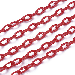 ABS-Kunststoff-Kabelketten, Oval, rot, Link: 13x7~7.5x2 mm, 15.35~15.74 Zoll (39~40 cm)/Strang