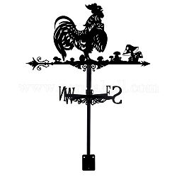 Rooster Iron Wind Direction Indicator, Weathervane for Outdoor Garden Wind Measuring Tool, Electrophoresis Black, 330x358mm