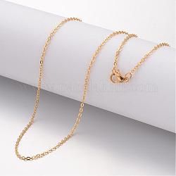 Ionenplattierung (IP) 304 Halskette aus Edelstahl, Kabelketten, mit Karabiner, echtes 18k vergoldet, 17.72 Zoll (450 mm), 1.5 mm