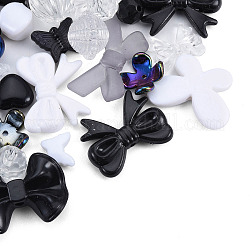 Perles acryliques opaques et transparentes, formes mixtes, noir, 7.5~33x7.5~43.5x4.5~16mm, Trou: 1.2~4mm, environ 470 pcs/500 g