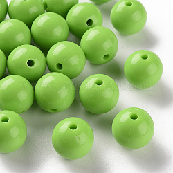 Perles acryliques opaques, ronde, pelouse verte, 16x15mm, Trou: 2.8mm
