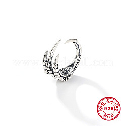 925 открытое кольцо-манжета из стерлингового серебра, череп, с 925 маркой, античное серебро, внутренний диаметр: 17 мм