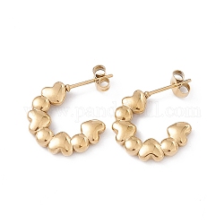 304 Stainless Steel Stud Ring with Heart Stud Earrings for Women, Golden, 18x3mm, Pin: 0.8mm