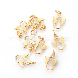 Brass Charms, Matte Style, Long-Lasting Plated, Angel, Real 18K Gold Plated, 14.5x10.5x2mm, Hole: 3mm