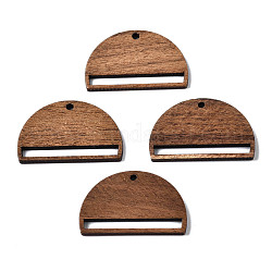 Colgantes de madera de nogal, media vuelta / semicírculo, camello, 19x30x2mm, agujero: 1.8 mm