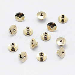 Brass Ear Nuts, Bullet Clutch Earring Backs with Pad, for Stablizing Heavy Post Earrings, Long-Lasting Plated, Real 18K Gold Plated, Nickel Free, 6.5x4mm, Hole: 0.8mm