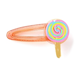 Lollipop-Haarspangen aus Acryl-Alligatorleder, mit  eisernem Zubehör, kantille, Haarschmuck für Mädchen Frauen, Sandy Brown, 66x40x20 mm