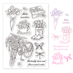 PVC Plastic Stamps, for DIY Scrapbooking, Photo Album Decorative, Cards Making, Stamp Sheets, Floral Pattern, 16x11x0.3cm