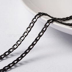304 acero inoxidable cadena de bordón de cadena trenzada, con carrete, sin soldar, electroforesis negro, 5x3x0.8mm, aproximadamente 65.61 pie (20 m) / rollo