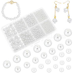 PH Pandahall weiße Perlen, 1060 Stück Glasperlen, 3 mm, 4 mm, 6 mm, 8 mm, runde lose Perlen, Bastelperlen mit Löchern für Armbänder, Halsketten, Schmuck, Taschenketten, Herstellung von Vasenfüllern