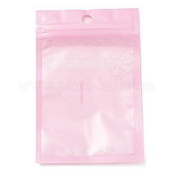 Пластиковая упаковка пакеты с застежкой-молнией Иньян, самозапечатывающиеся пакеты с бантом и принтом сверху, прямоугольные, розовые, 12x8x0.15 см, односторонняя толщина: 2.5 мил (0.065 мм)