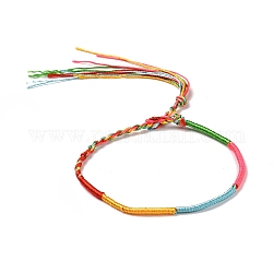 Bracelet cordon tressé en polyester, bracelet d'amitié réglable pour homme femme, colorées, 14~14-1/8 pouce (35.5~36 cm)