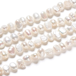 Fili di perle di perle d'acqua dolce coltivate naturali, due lati lucido, pepite, bianco antico, 4.5~6.5x3~4x4~5.5mm, Foro: 0.5 mm, circa 39pcs/filo, 7.09 pollice (18 cm)