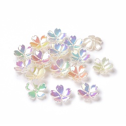 Coupelles acryliques opaques, Flower 5 pétales, couleur ab , couleur mixte, 14.5x15x3.5mm, Trou: 1.5mm