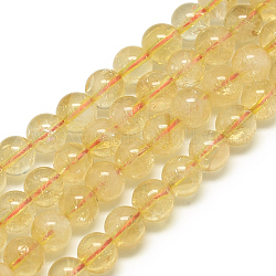 Chapelets de perles de citrine naturelle, teinte, ronde, 8x7.5mm, Trou: 1mm, Environ 46~49 pcs/chapelet, 15.5 pouce